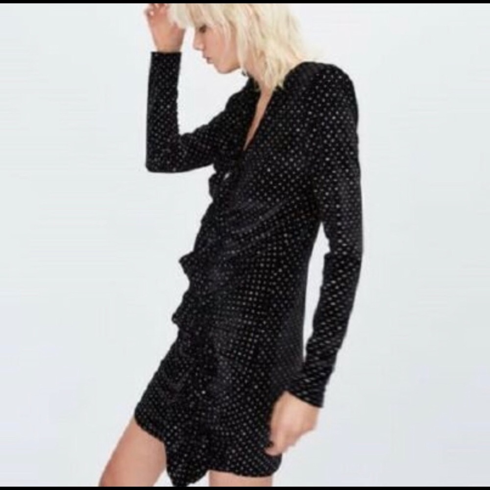 Zara Glitter Dot Black Velvet Dress